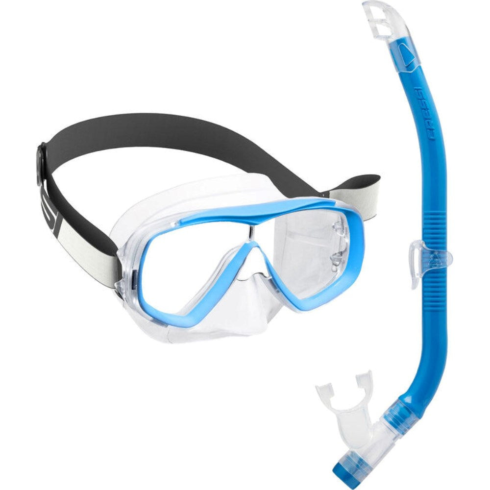Cressi Estrella Mask and Snorkel Set - mask and blue snorkel on a white background