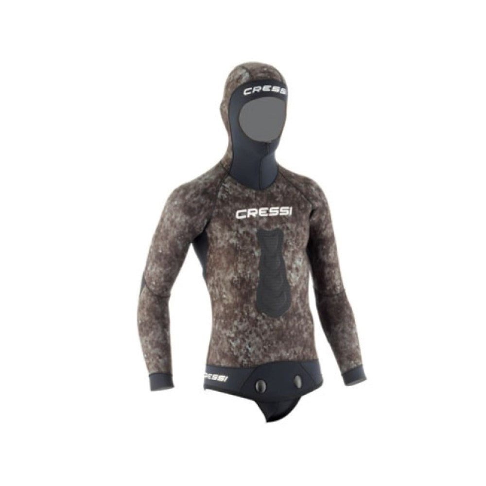 Cressi camouflage wetsuit on a mannequin with a white background