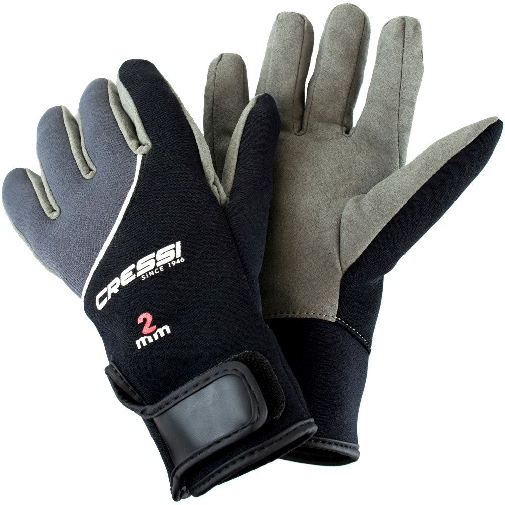 Pair of Cressi Tropical Gloves 2mm neoprene gloves on a white background