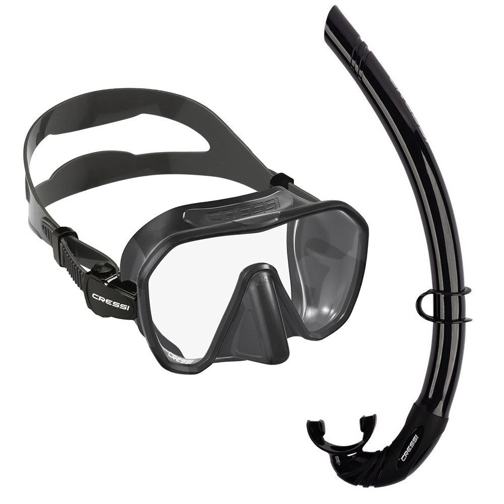 Black Cressi diving mask and snorkel set on a white backgroundCressi Z2 Small Mask and Snorkel Set
