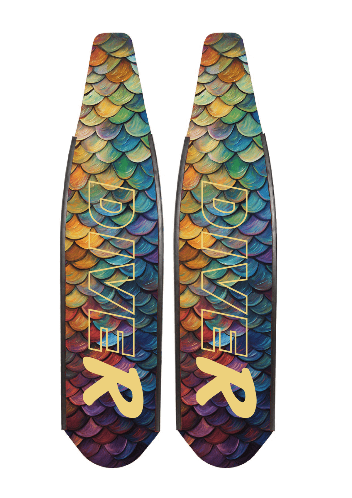 Diver Composite Fins - Parrot Scale (Black Rails)