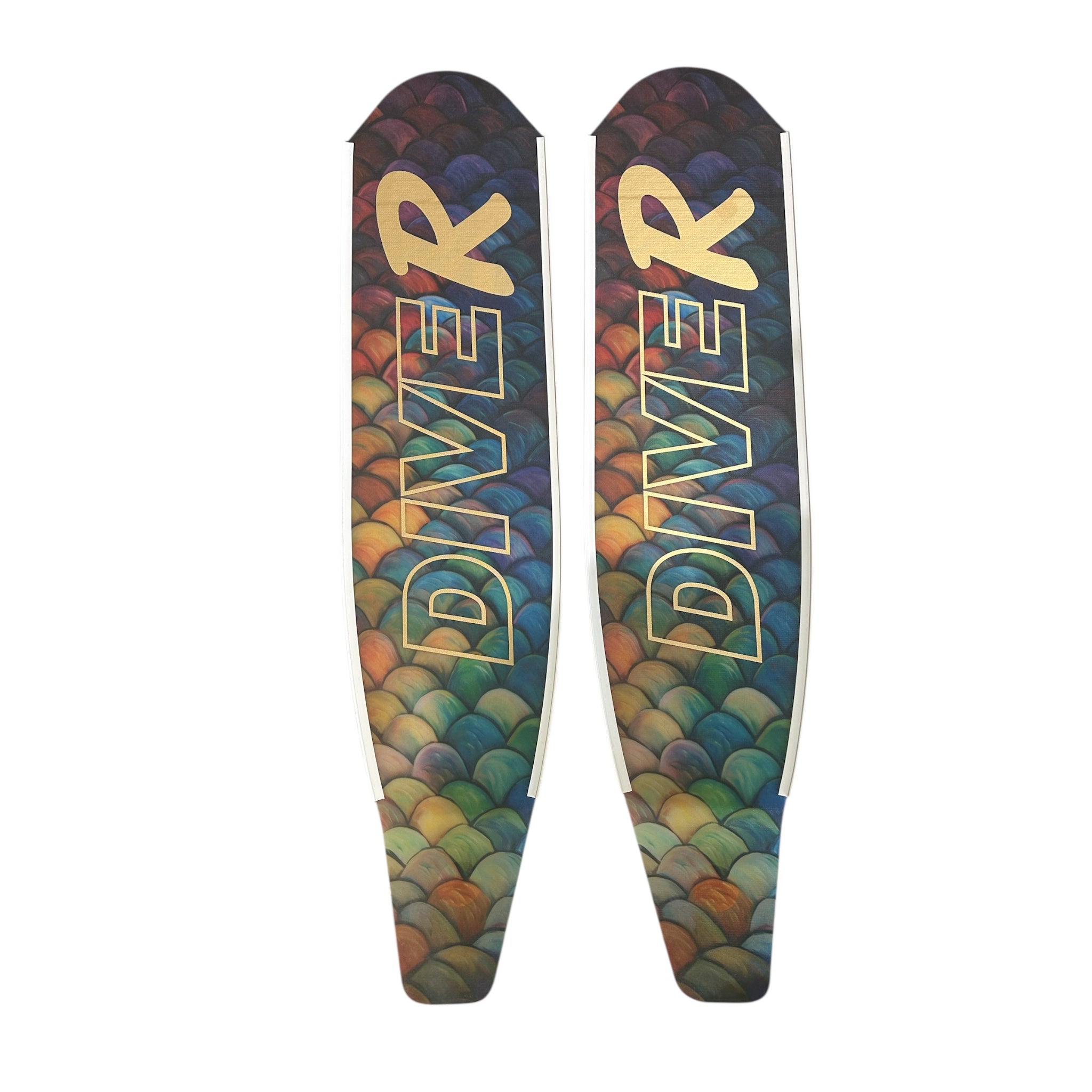 DiveR Composite Fins - Parrot Scale with White Rails