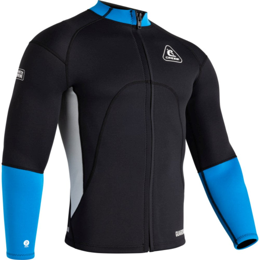 Black and blue long-sleeve Cressi Guardian Mens 2mm Jacket