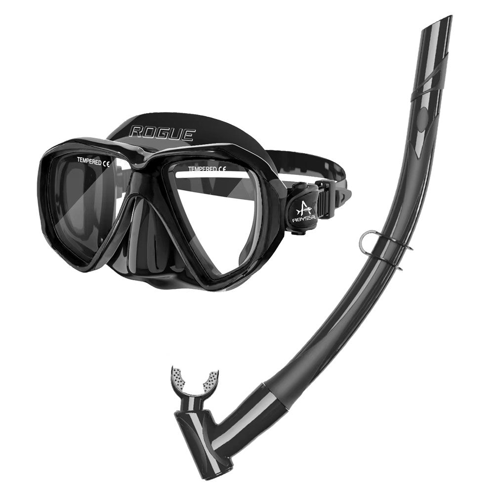 Black snorkeling mask and snorkel set Cressi Rogue Small MS Set