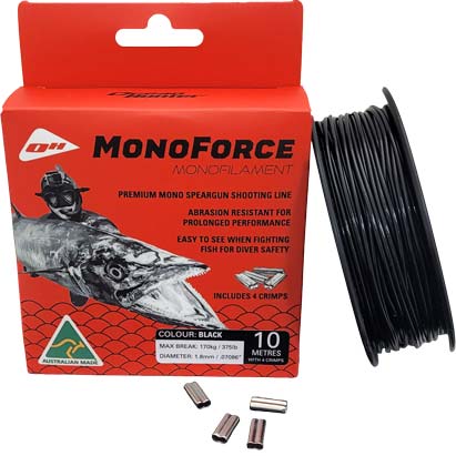 MONOFORCE MONOFILAMENT 1.8mm 10m SPOOL with 4 CRIMPS